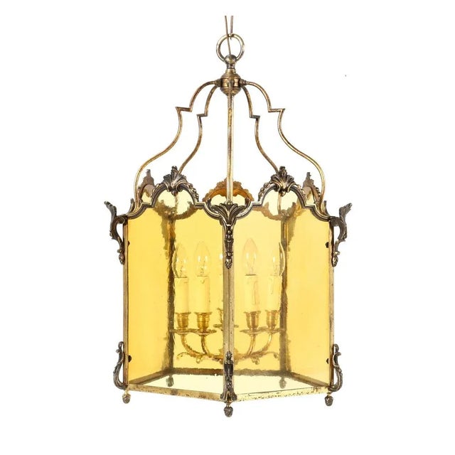 Large Louis XV Style Five-Panel Bronze Hall Lantern, 1870s For Sale - Image 9 of 11