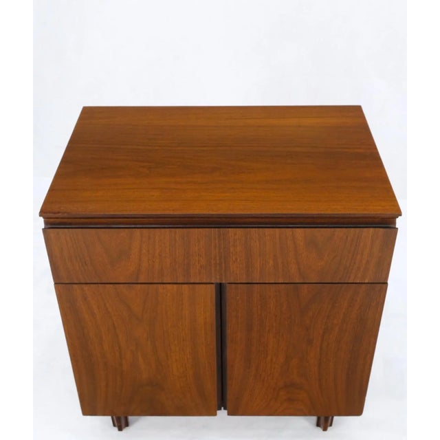 Walnut Two Doors Bottom Compartment One Drawer End Table Night Stand For Sale - Image 11 of 13