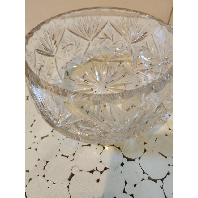 Late 20th Century Vintage Crystal Cut Round Bowl For Sale - Image 5 of 12