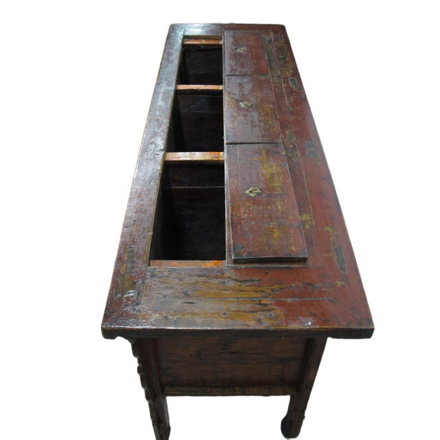 Hand Painted Antique Gansu Bedding Cabinet For Sale - Image 10 of 12