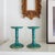 Metal Postmodern Teal Verdigris and Gold Pedestal Candle Holders For Sale - Image 7 of 10