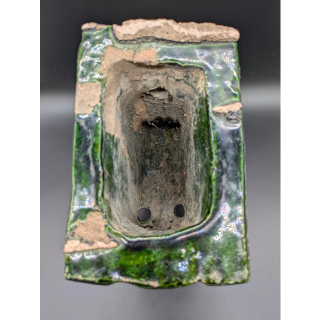 Antique Chinese Chiwen (Dragon) Sancai-Glazed Roof Tile: Qing Dynasty For Sale - Image 10 of 11