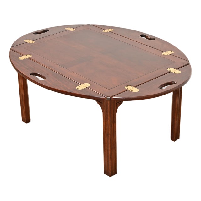 Baker Furniture Chippendale Mahogany Butler's Coffee Table For Sale