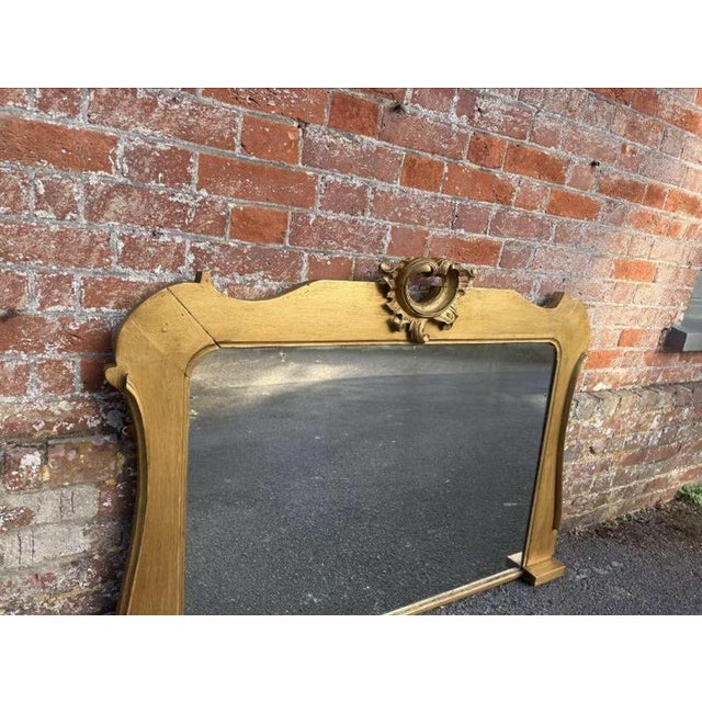 Antique English Carved Wood Gilt Overmantle Mirror, 1800s For Sale - Image 3 of 7