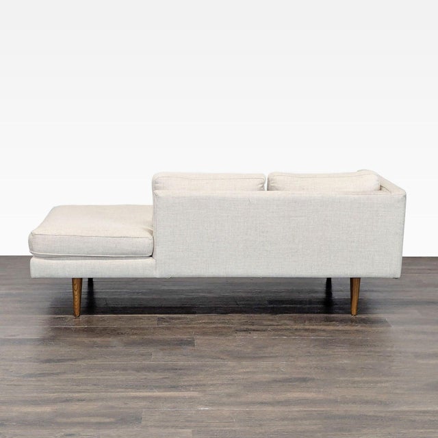 2010s West Elm Monroe Modern Light Beige Chaise Sofa With Bolster Pillow For Sale - Image 5 of 9