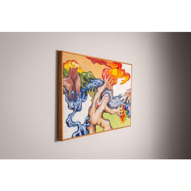 Abstract Figure Under the Sun, 1960s, Oil on Canvas For Sale - Image 3 of 17