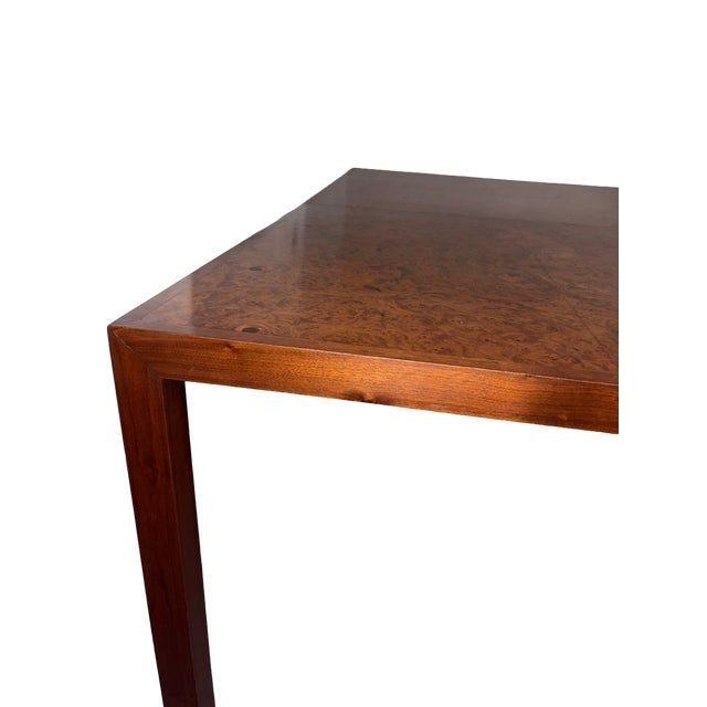 Mid-Century Modern 1970s Mid-Century Modern Burlwood Parsons Extension Dining Table With 2 Leaves in the Style of Milo Baughman For Sale - Image 3 of 7