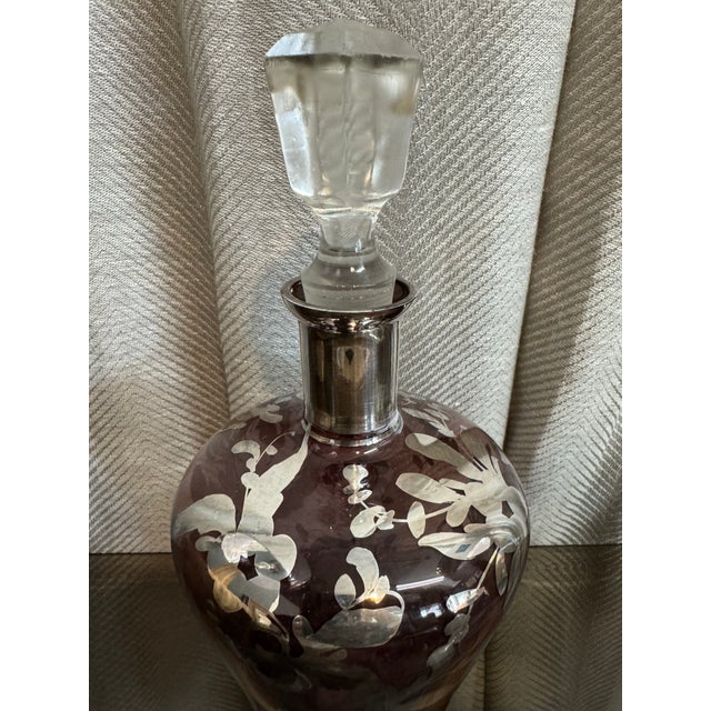 Murano Large Murano Purple & Silver Perfume Bottle For Sale - Image 4 of 6
