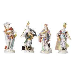 Porcelain Four Continents from Sitzendorf, Set of 4 For Sale
