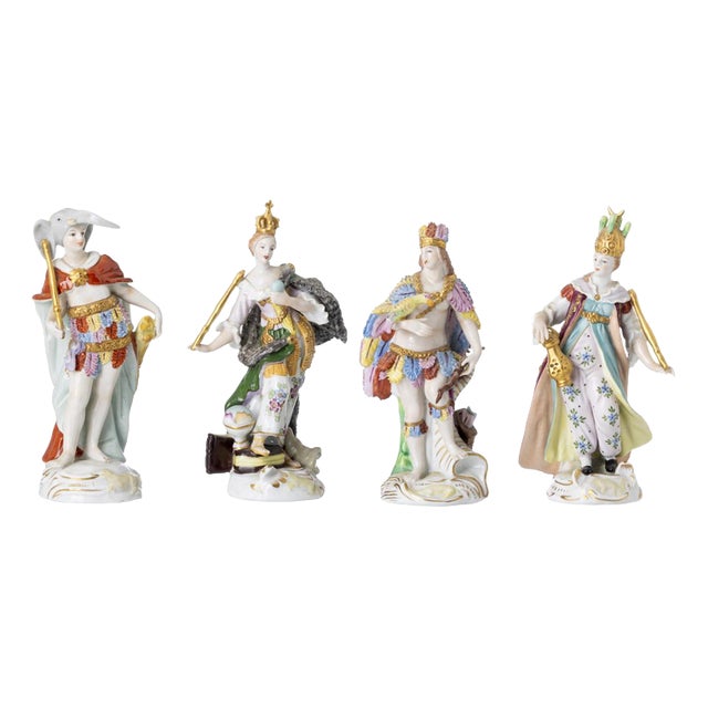 Porcelain Four Continents from Sitzendorf, Set of 4 For Sale