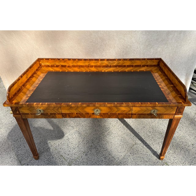 Antique Marquetry Writing Desk in Walnut and Exotic Veneers, 1700s For Sale - Image 3 of 12