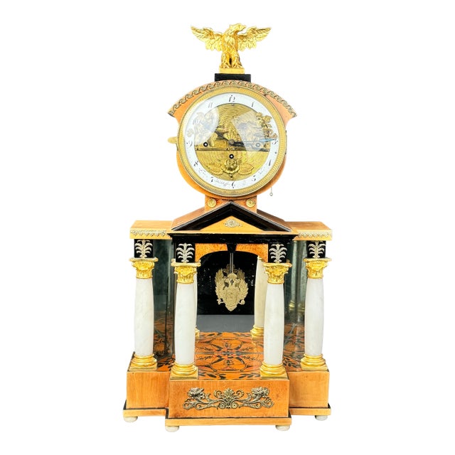 An Austrian Gilt Bronze & Wooden Automaton Mechanical Clock For Sale