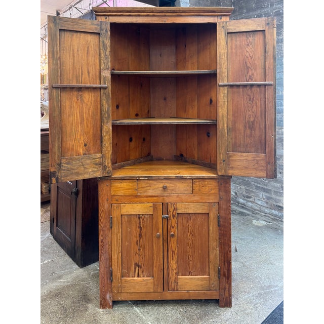 American Antique Pine Corner Cabinet For Sale - Image 3 of 13