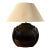 Vintage 1980s Postmodern Neo-Deco Black Ceramic Table Lamp With Custom Shade For Sale