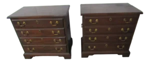 1980s Henkel Harris Four Drawer Nightstands Bachelors Chests Mahogany, 2 Pieces