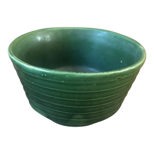Vintage Green Glazed Ceramic Brush Bowl