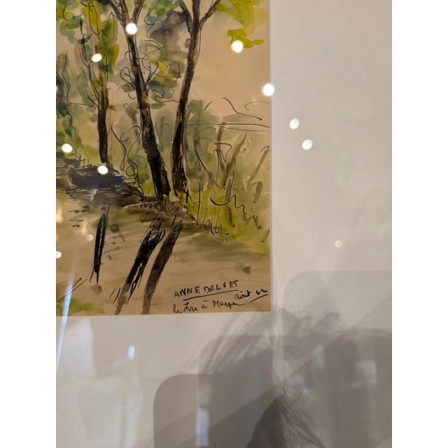 French Provincial Vintage French Watercolor Drawing 1942 For Sale - Image 3 of 5