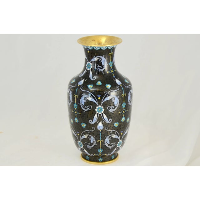 Aqua Floral Chinese Cloisonné Vase For Sale In Chicago - Image 6 of 6