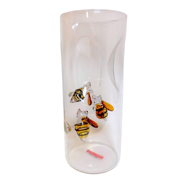 Massimo Lunardon Massimo Lunardon Art Glass Pitcher With Applied Handblown Bees, Made in Italy for Neiman Marcus For Sale - Image 4 of 14