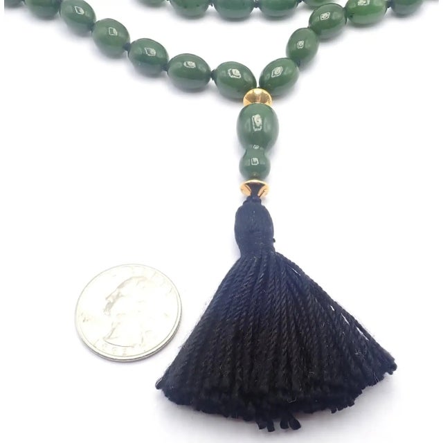 Contemporary 1970s Tiffany & Co. Angela Cummings Nephrite Jade Bead Yellow Gold Necklace For Sale - Image 3 of 12