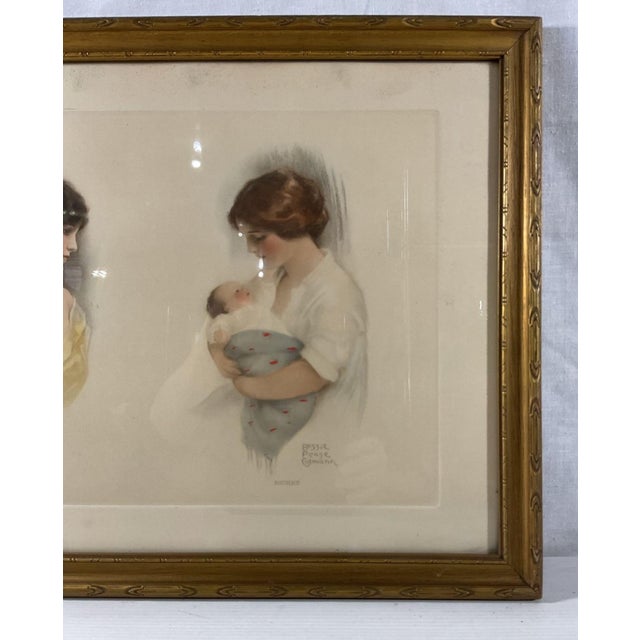 American Antique 1907 Bessie Pease Gutmann "Poverty & Riches" Lithograph in Gold Gesso Frame For Sale - Image 3 of 7
