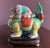 Rare Chinese Porcelain Vintage Semi-antique Famille Vert Sancai glazed Foo Dog censor with fitted wooden stand and...