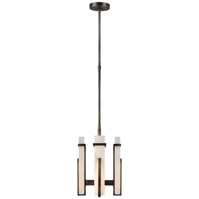 Malik Small Chandelier in Bronze with Alabaster Designer: Ian K. Fowler Fixture Height: 18.75" Min. Custom Height: 25.5"...