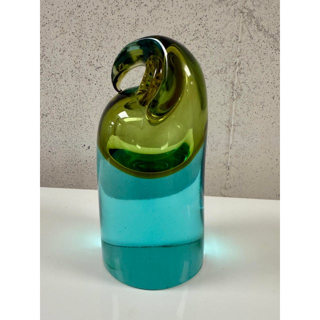 Italian Salviati for Sommerso Vintage Murano Glass Owl Sculpture For Sale - Image 3 of 5