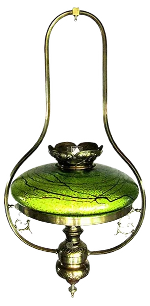 Antique Austrian Art Nouveau Lamp with Glass Shade