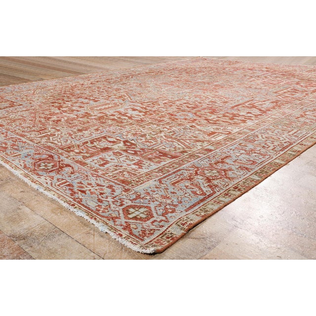 Brick Red Antique Persian Heriz Rug, 09'03 X 12'11 For Sale - Image 8 of 10