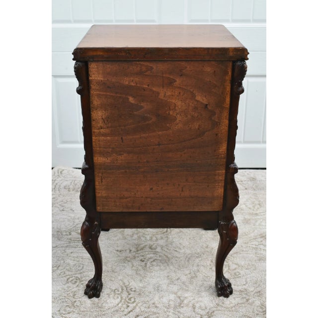 Brown Antique Unique Carved Walnut Inlaid Satinwood Three Drawer Jacobean Stand For Sale - Image 8 of 12