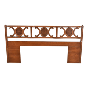 Henredon Style Mid-Century Hollywood Regency Cherry and Burl Wood King Size Headboard, 1960s