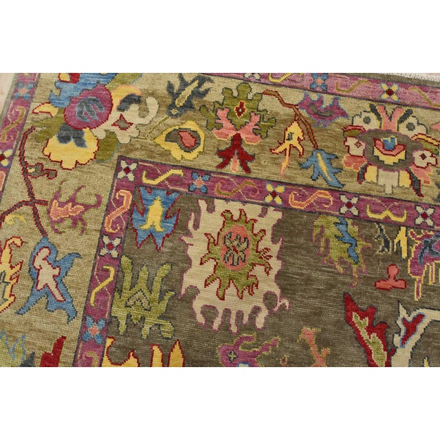 Gray Oushak Rug 10’2” X 10′ Gray Wool Modern Hand-Knotted Oriental Carpet For Sale - Image 8 of 15