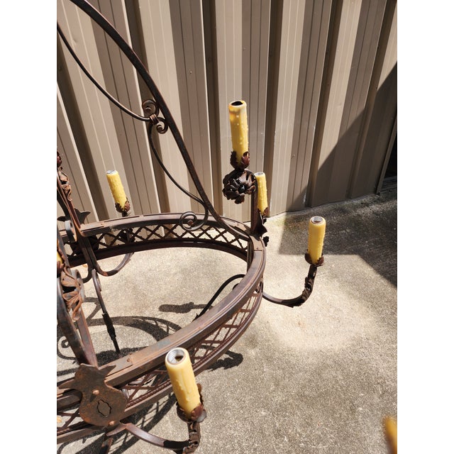 Large Wrought Iron Light Fixture For Sale In San Antonio - Image 6 of 8