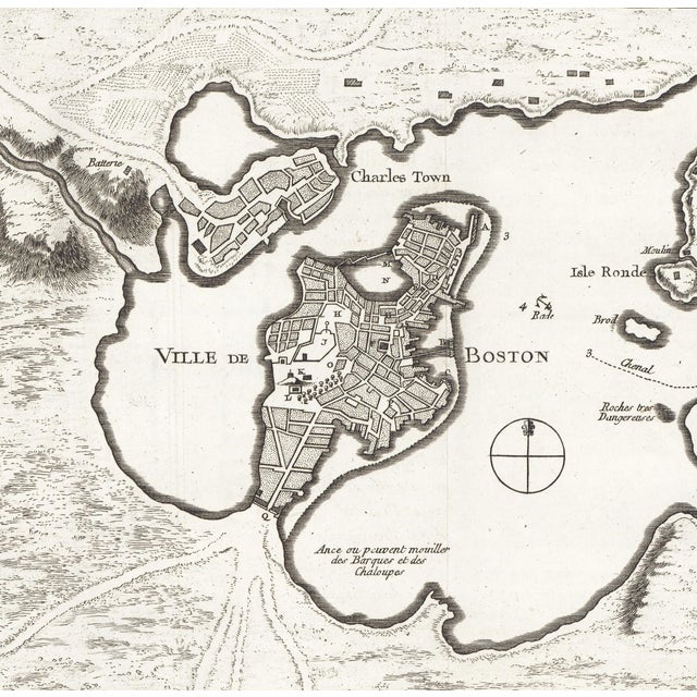 1756 Bellin Map "Plan De La Ville De Boston" For Sale - Image 4 of 4