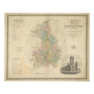Large Hand-Colored Map of Cambridgeshire by Greenwood, 1834 For Sale