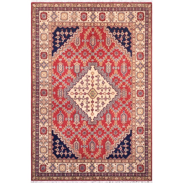 Tribal Kazak Red/Beige Wool Rug - 5'8''x7'10'' For Sale - Image 10 of 10