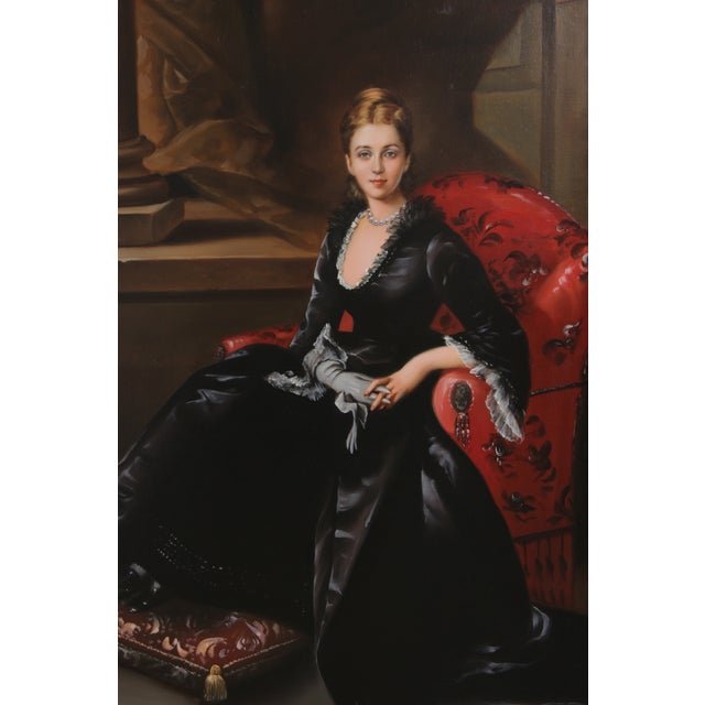 Oil on Canvas Painting Woman Sitting - Signed For Sale - Image 10 of 17