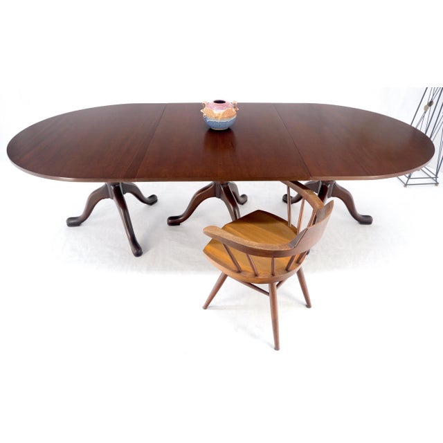 Kittinger Tripple Tripod Base 2x24" Extensions Leaves Oval Dining Banquet Table For Sale - Image 9 of 11