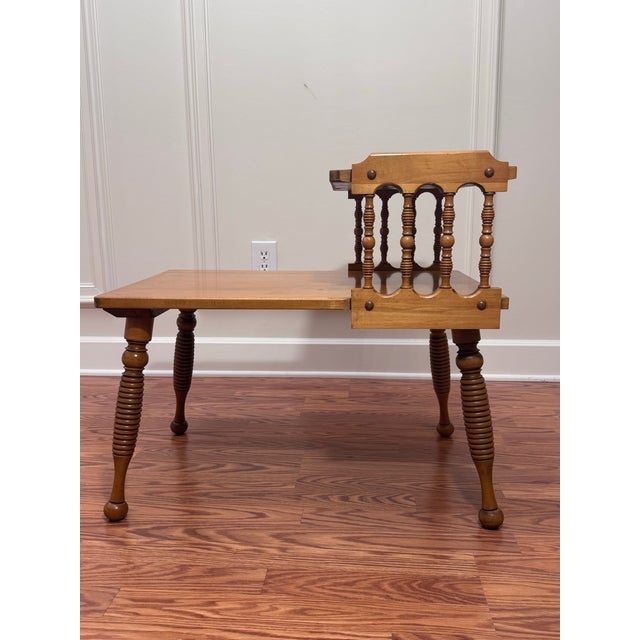 Mid-Century Modern Vintage Early American Two Tiered Solid Wood Maple Side Table. For Sale - Image 3 of 12