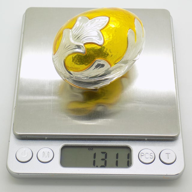 Vintage Italian Handmade Genuine Sterling Silver 925 Florentine Life Size Egg Shaped Box, 1980s For Sale - Image 11 of 13