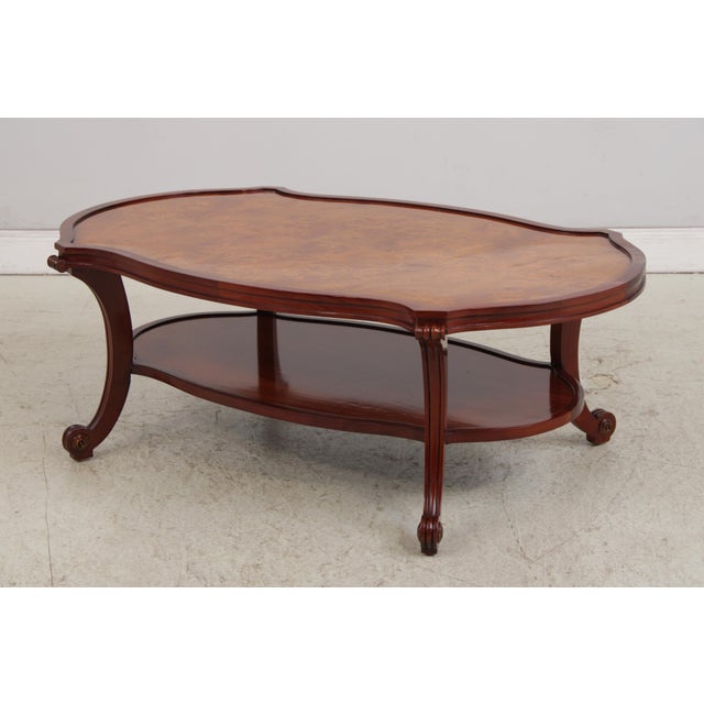 Age: Approx: 20 Years Old Details: Gorgeous Burl Top High Quality Construction Scrolled Legs Stretcher Base Shelf Turtle...