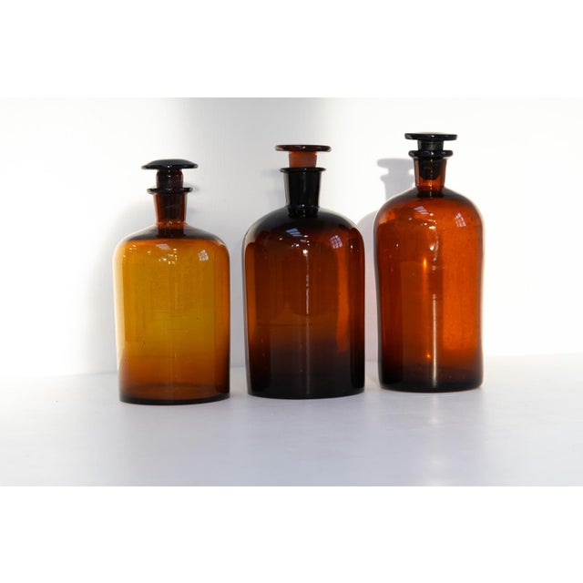 Large Danish Pharmacy Glass Bottles, 1900s, Set of 3 For Sale - Image 5 of 18