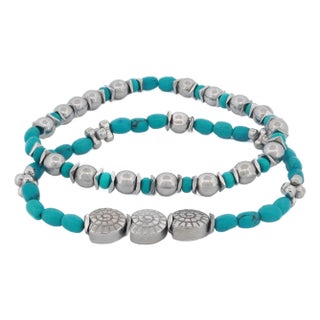 Sea Soul Hematite & Turquoise Bracelet Set For Sale