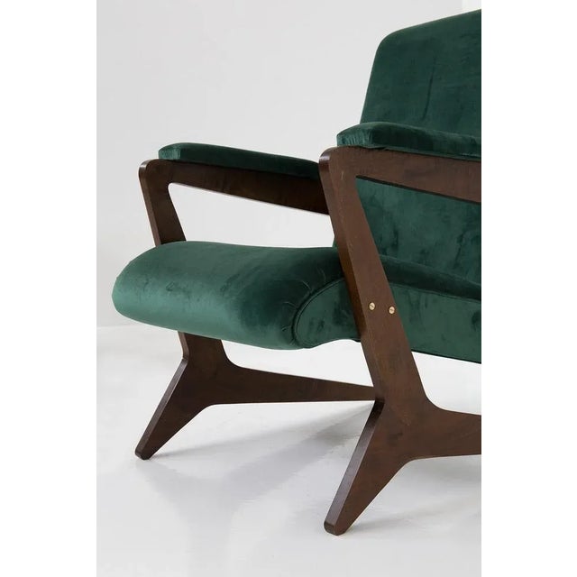 Set of 20th Century Brazilian Green Velvet Armchairs, 1950s, in Very Good conditions. Designed 1950 to 1959