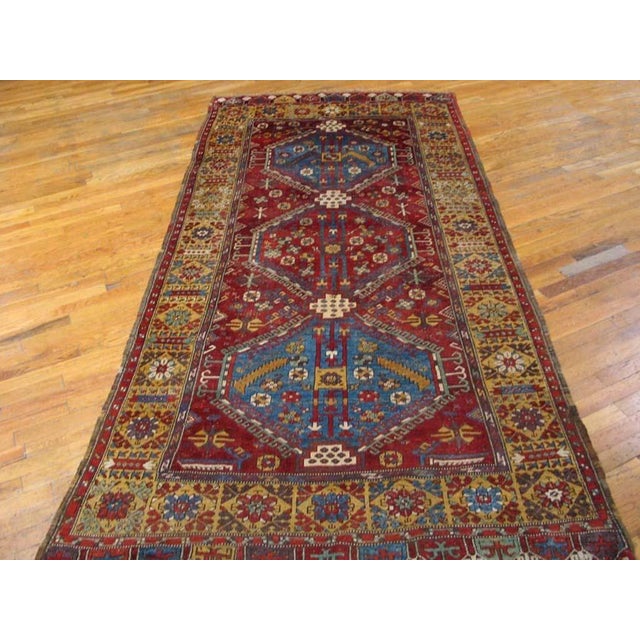 Antique Konya Turkish rug size: 4' 7" x 9' 3".