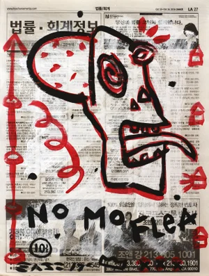 Original Street Art Painting ''10 Cent Fix'' Contemporary Acrylic Artwork on Newsprint by Gary John
