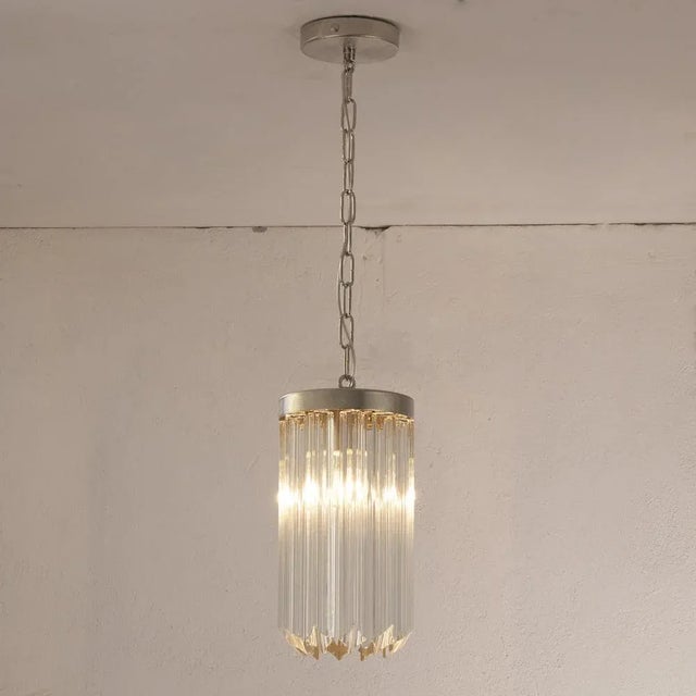 Suspension chandelier with vintage glass of murano crystal color, handmade quadried, design made in italy 80s design. a...
