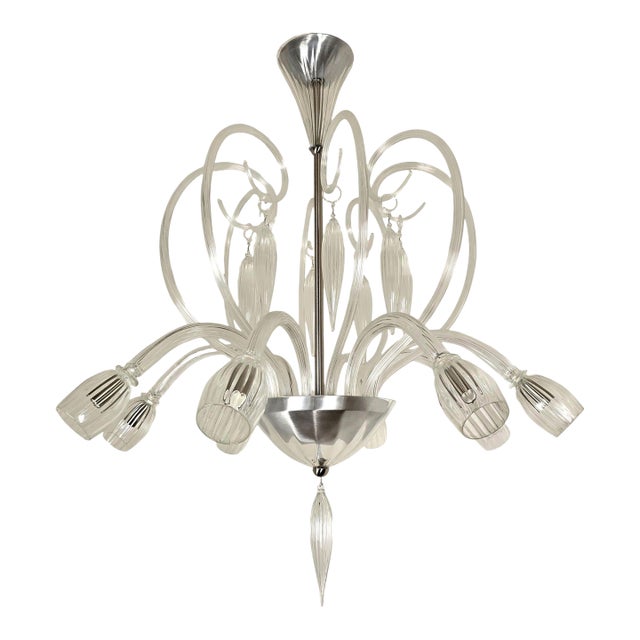 1970s Murano Glass Mid-Century Modern Chandeliers - A Pair For Sale