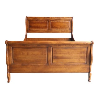 Ethan Allen Country French Queen Raised Panel Sleigh Bed For Sale